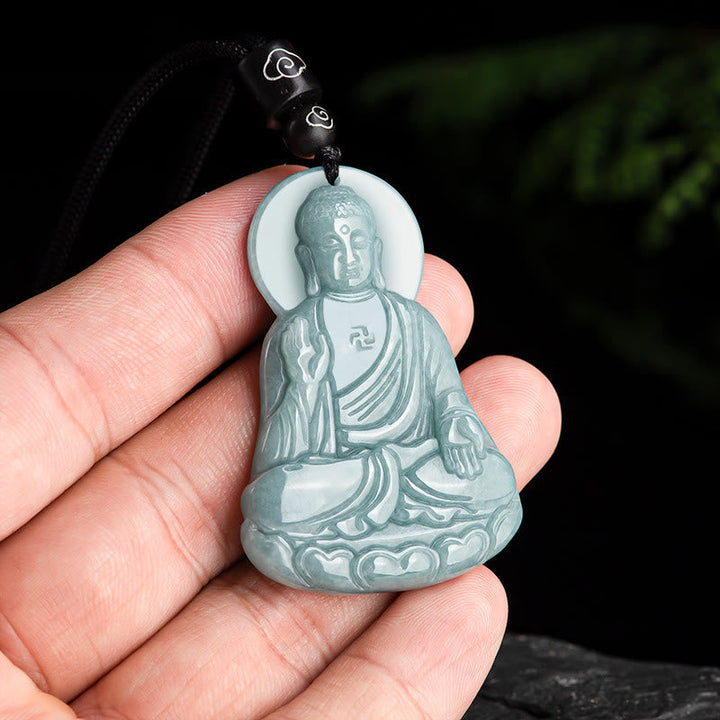 Anhänger Jade Buddha handgehalten Meditation