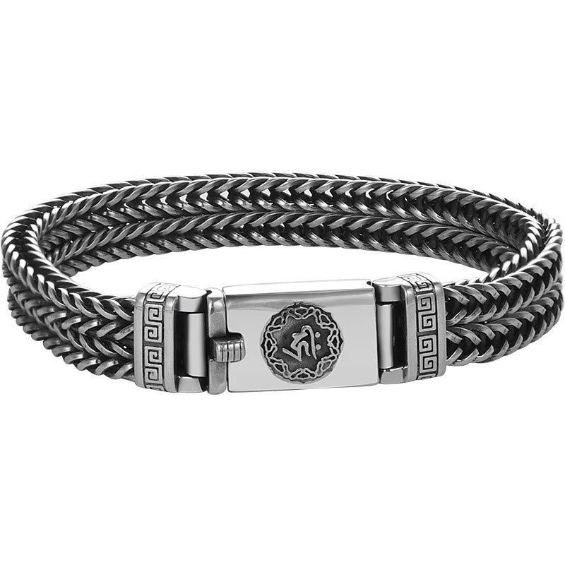 Geflochtenes Silber Armband Om Mani Padme Hum Frieden Balance