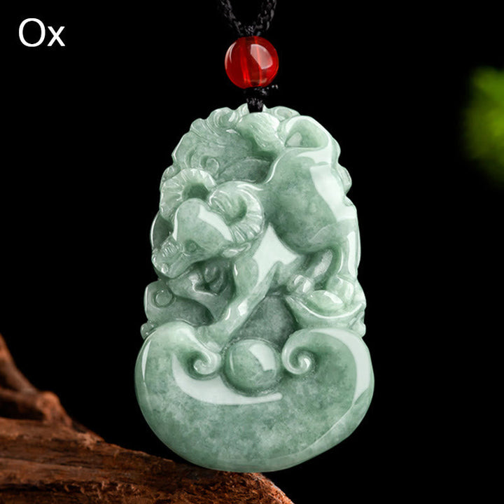 Kette Jade zwölf Tierkreis Natur – Glück – Büffel