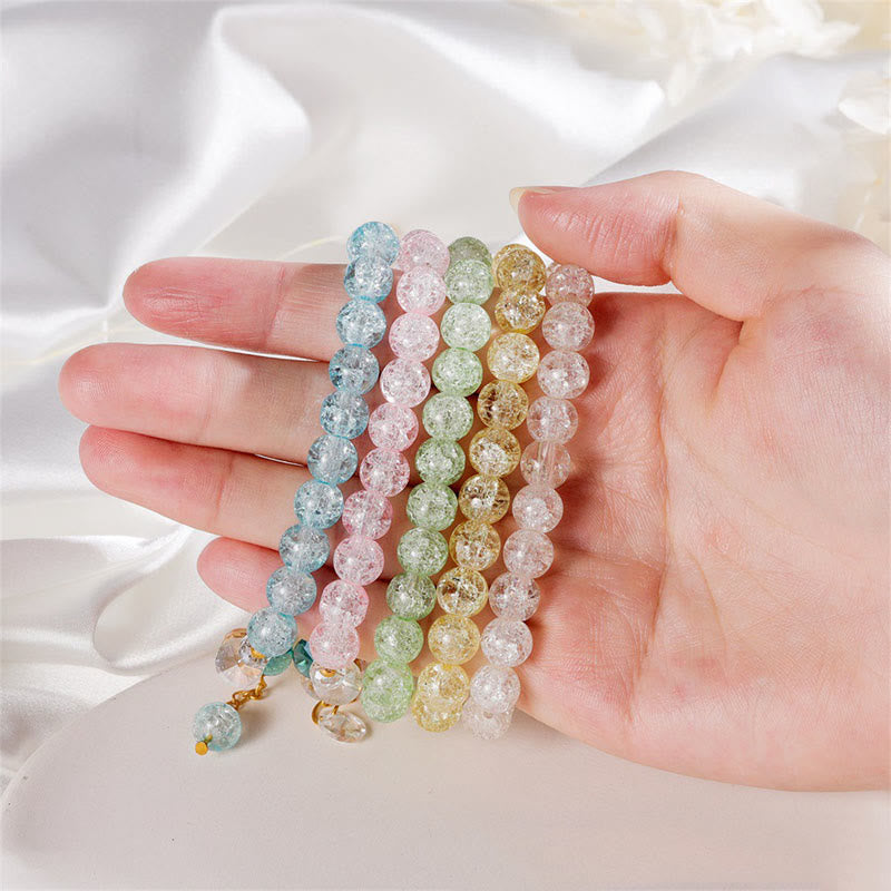 Farbige Glas Armbänder Blume am Handgelenk getragen pastell elastisch