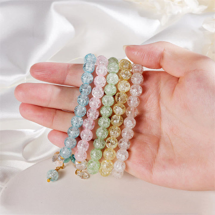 Farbige Glas Armbänder Blume am Handgelenk getragen pastell elastisch