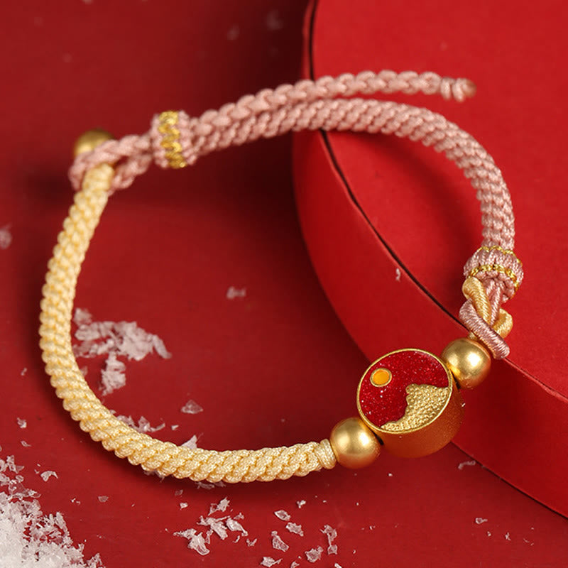 Armband Paar – Glück geflochtenes Seil rosa gold elegant traditionell