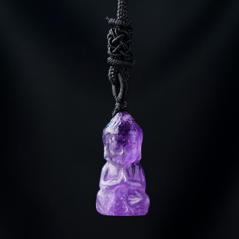 Amethyst Buddha Anhänger Kette Harmonie lila