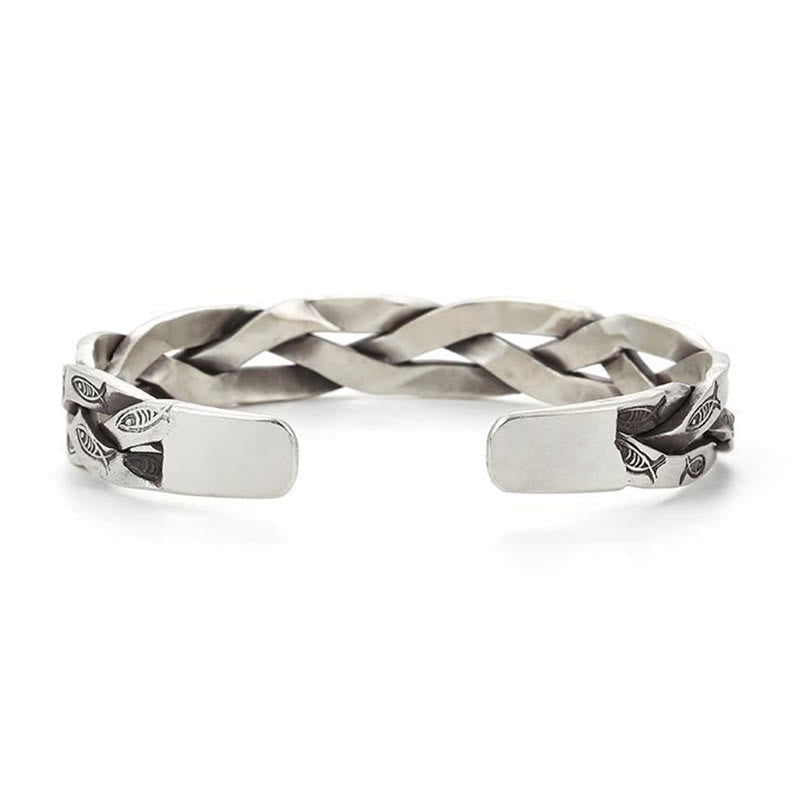 Silbernes Koi Fisch Armband verdrehter Design Glück Wohlstand Energie.