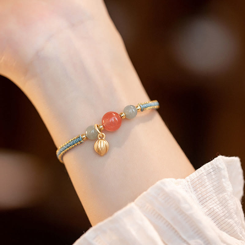 Armband Roter Achat Jade Lotus - Selbstvertrauen & Ruhe