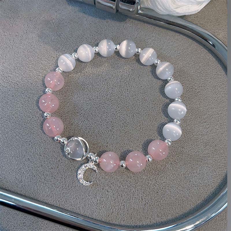 Armband Kristall Mond – Liebe rosé weiß Naturstein elegant Perlen