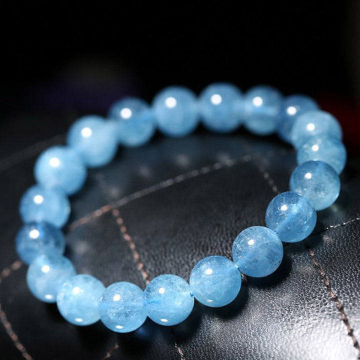 Armband Aquamarin Perlen "Frieden Heilung Energie"