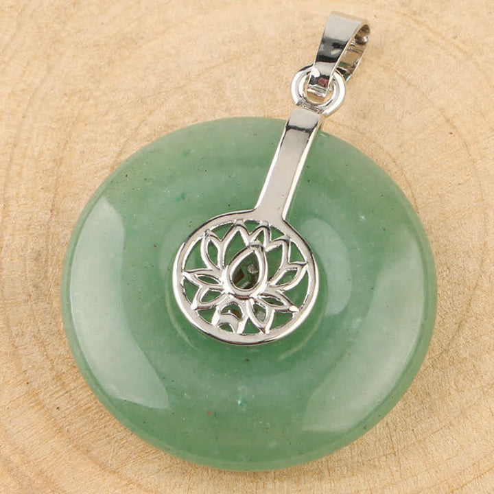 Aventurin Kette Lotus Anhänger grün Heilstein