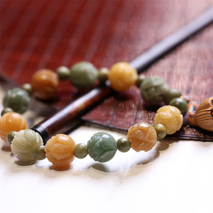 Armband Sandelholz Bodhi Lotus – Harmonie mit Natursteinen elastisch