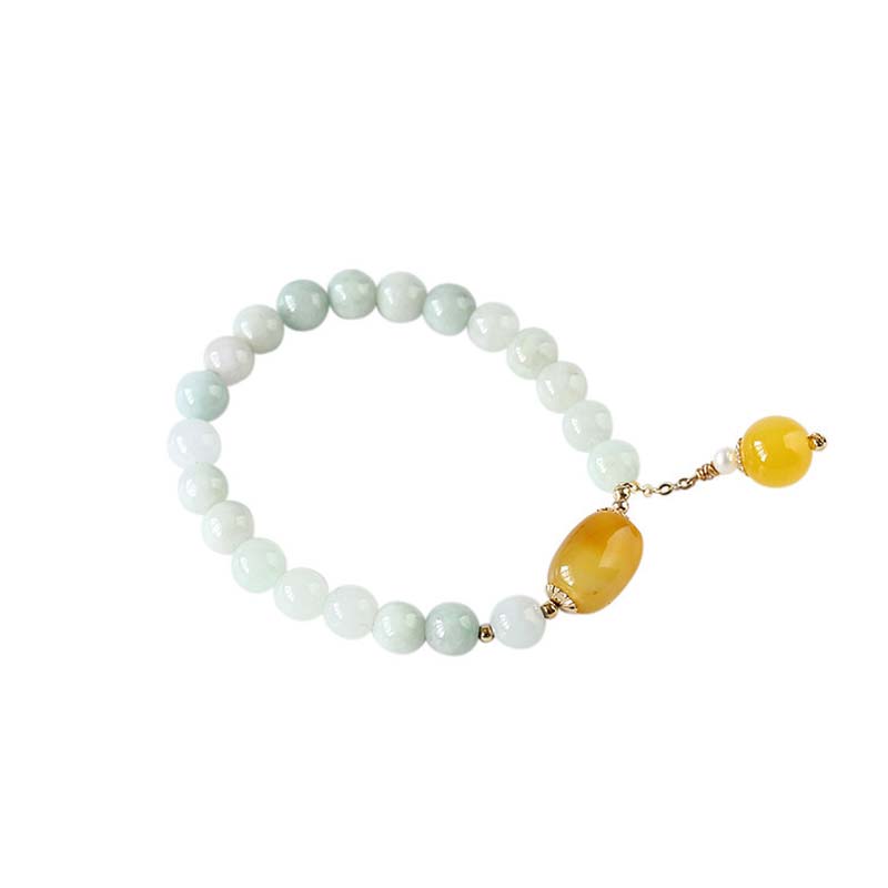 Armband Weiße Jade Achat – Schutz mit gelbem Stein Anhänger elegant