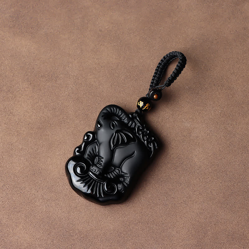 Obsidian Elefant Heilstein – Schutz & Reinigung – Bild 16 – Obsidian Elefant Heilstein Anhänger schwarzer Naturstein Schutzamulett