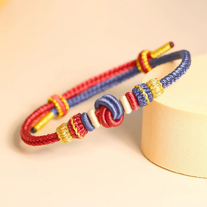 Armband – Glück & Frieden mit roten und blauen Seilen elastisch