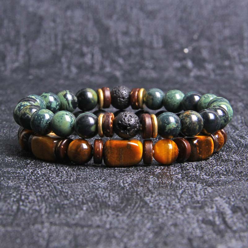 Armband 2er Set Tigerauge Kaiserstein Heilstein