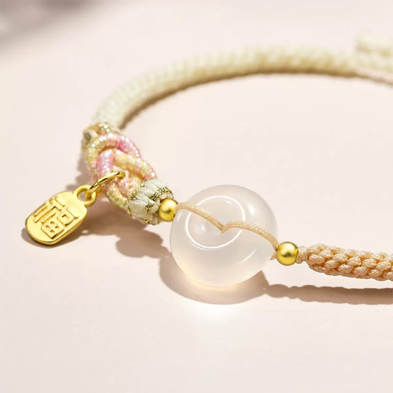 Armband Achat mit weißem Stein, Schutz & Glück Glücksbringer elastisch