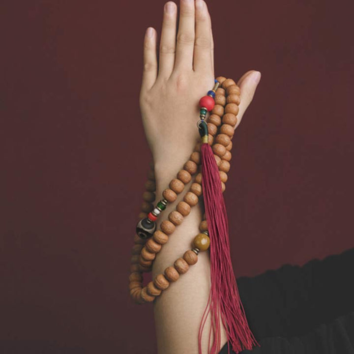 Mala 108 Perlen Bodhi Frieden Armband Hand getragen Quaste rosa