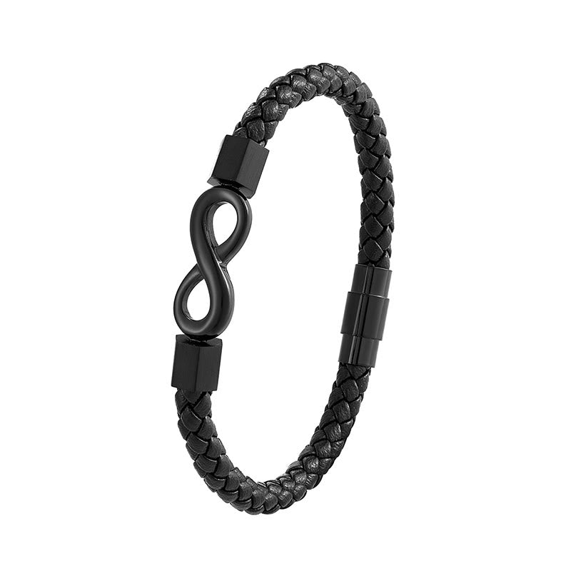 Armband Unendlicher Titanstahl Leder Balance