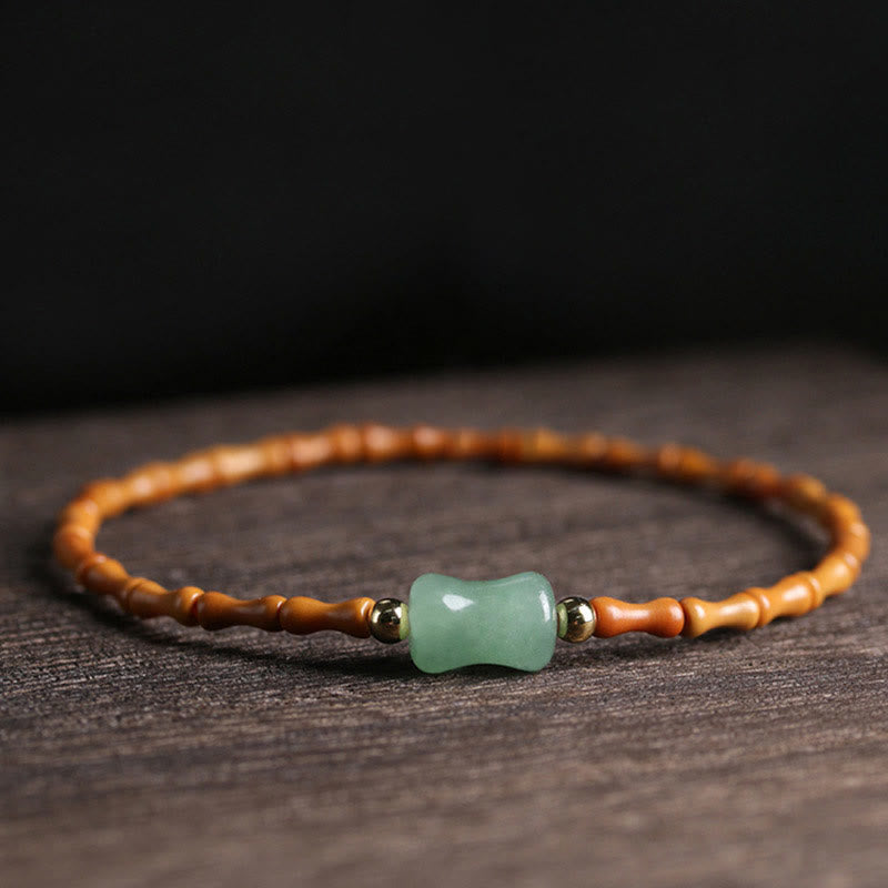 Armband Grüner Aventurin Bambus mit braunen Perlen elegantes Design