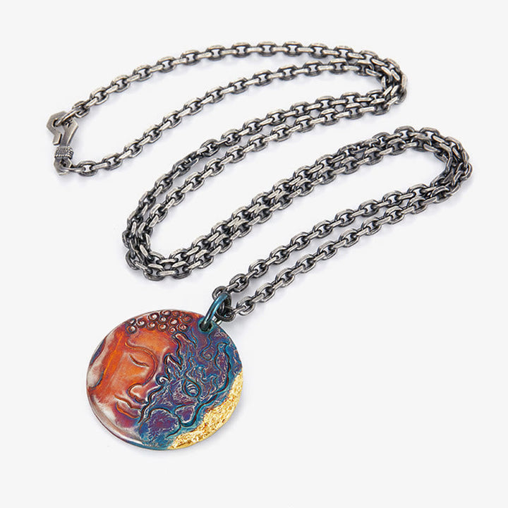Komplette Kette Anhänger Buddha Silber Doppel