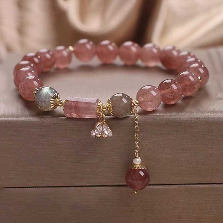 Armband Erdbeerquarz – Segen rosafarbene Perlen elegantes Accessoire