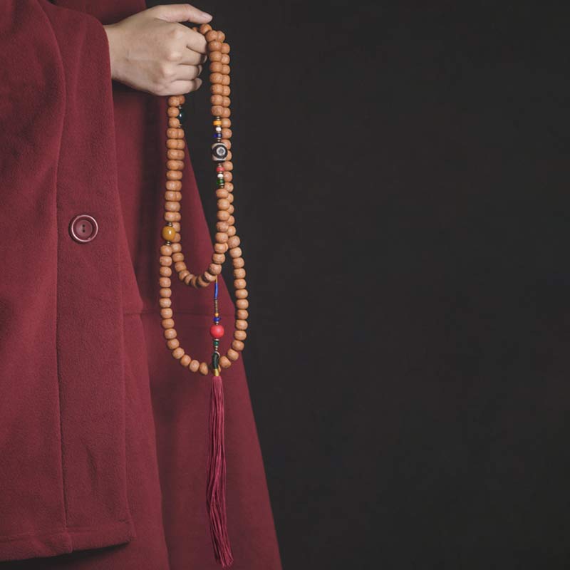 Mala 108 Perlen Bodhi Frieden Halskette Holzperlen burgundy Robe