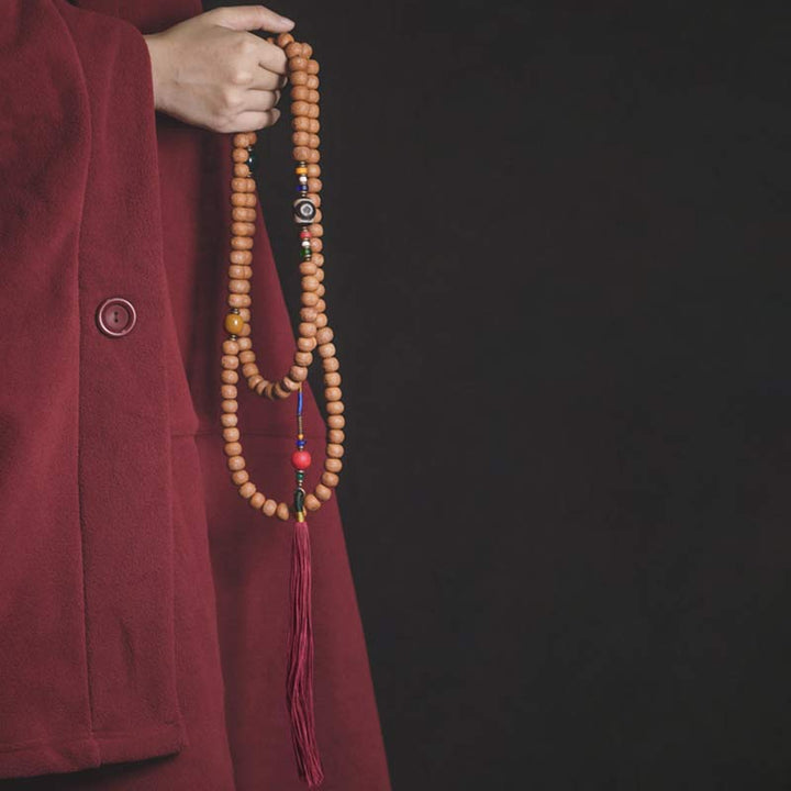 Mala 108 Perlen Bodhi Frieden Halskette Holzperlen burgundy Robe