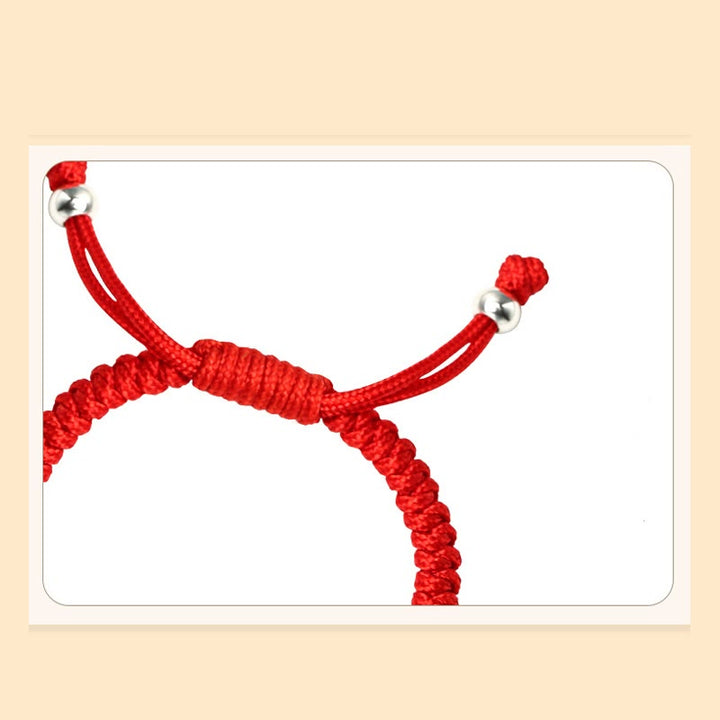Rotes Armband Glück Chinesisches Tierkreis elastisch Silber Perlen Handgelenk