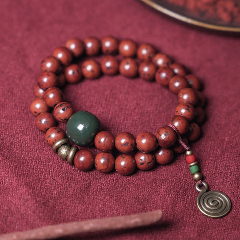 Armband Cyan Jade Kupfer Perlen Spirale Anhänger Glück Frieden