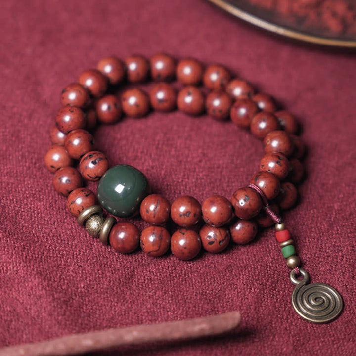 Armband Cyan Jade Kupfer Perlen Spirale Anhänger Glück Frieden