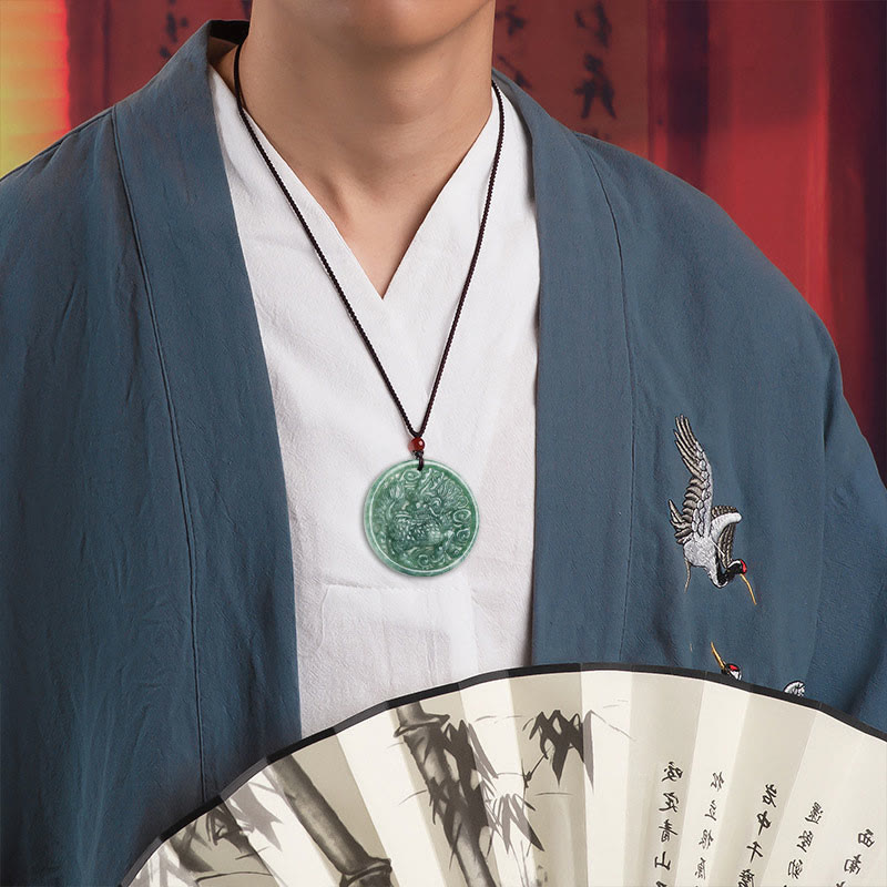 Jade Kette Anhänger Qilin Wohlstand Natur