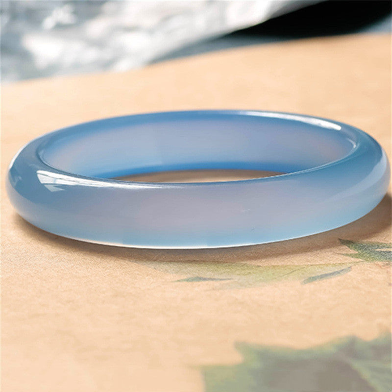 Hellblau durchscheinendes Armband – Balance & Energie Naturstein elastisch