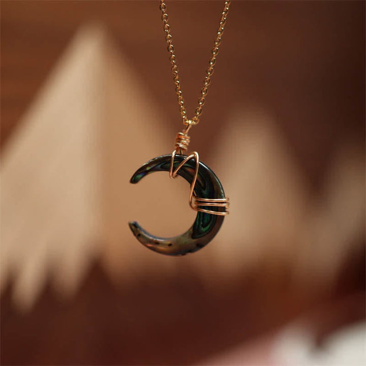 Obsidian Kette Mond – Segen schwarzer Halbmond Anhänger vergoldet