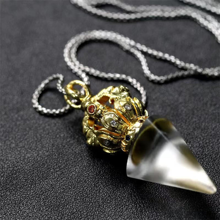 Kette Liuli-Kristall Vajra Lotus Tibet Stärke Goldanhänger