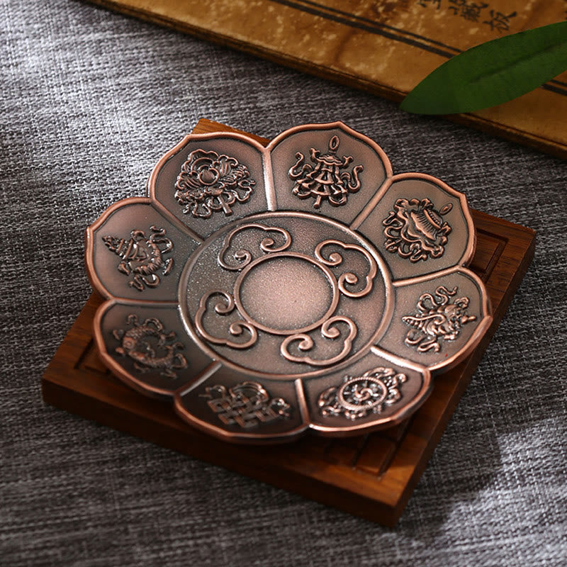 Räucherstäbchenhalter Lotus Drache Phönix Acht Glückssymbole Braun (ohne Loch)