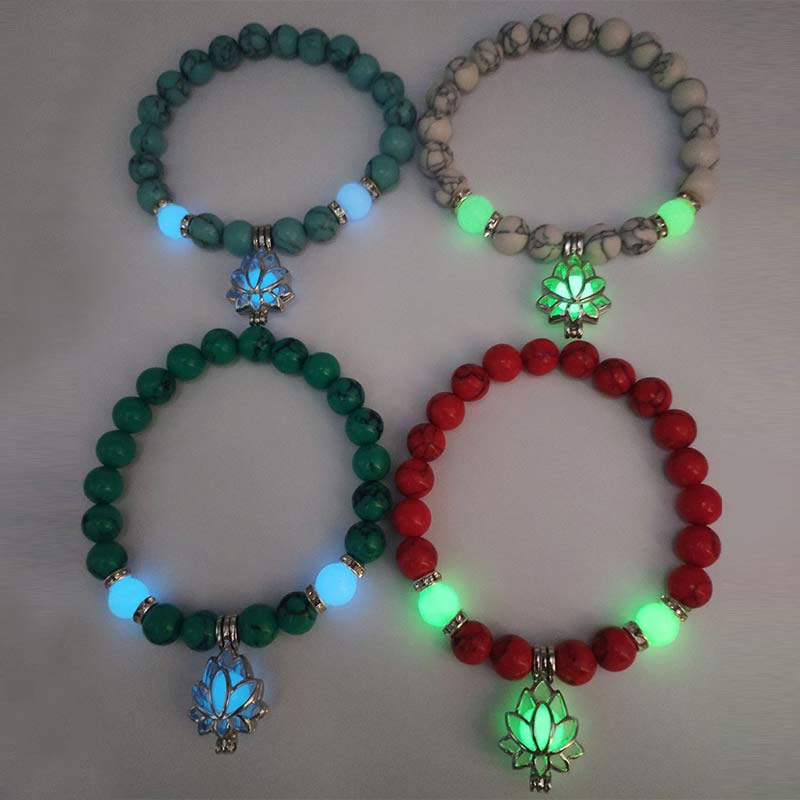 Armband Leuchtstein Türkis Lotus "Schutz"