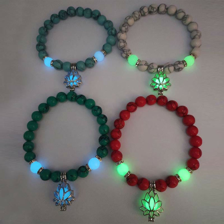 Armband Leuchtstein Türkis Lotus "Schutz"