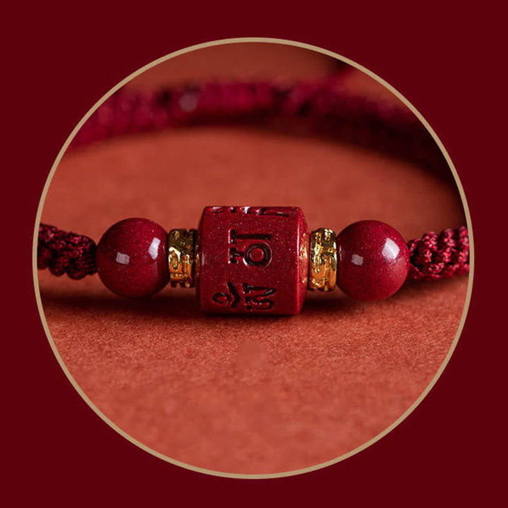Armband Zinnober Rot - Mantra Gravur Geflochten