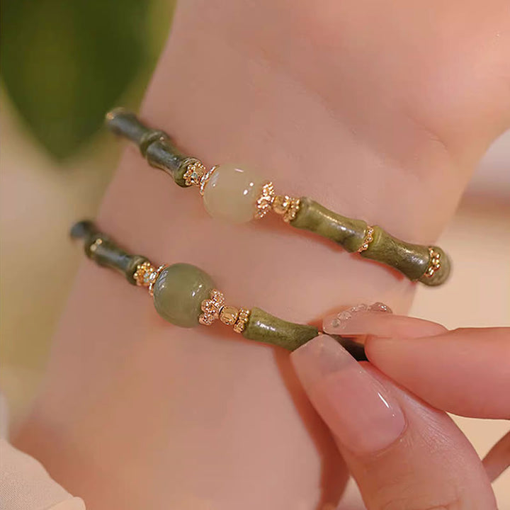 Armband Hetian Jade & Peridot - Bambus