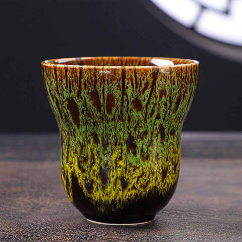 Teetasse Mit Henkel Vintage Keramik Ofenglasur Grün