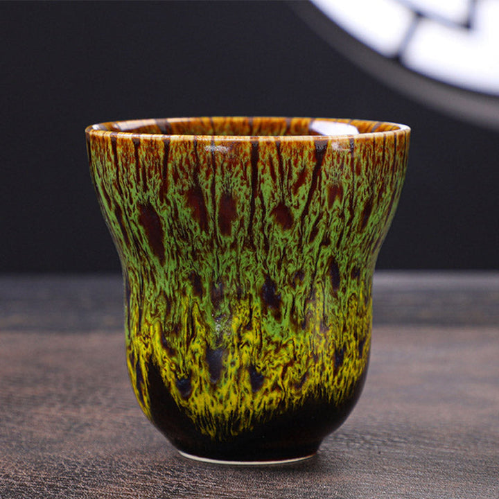 Teetasse Mit Henkel Vintage Keramik Ofenglasur Grün