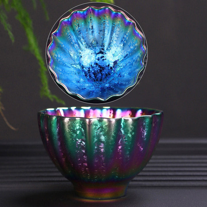 Teebecher Regenbogen Jianzhan Keramik Bunte Tasse Lotus-Design
