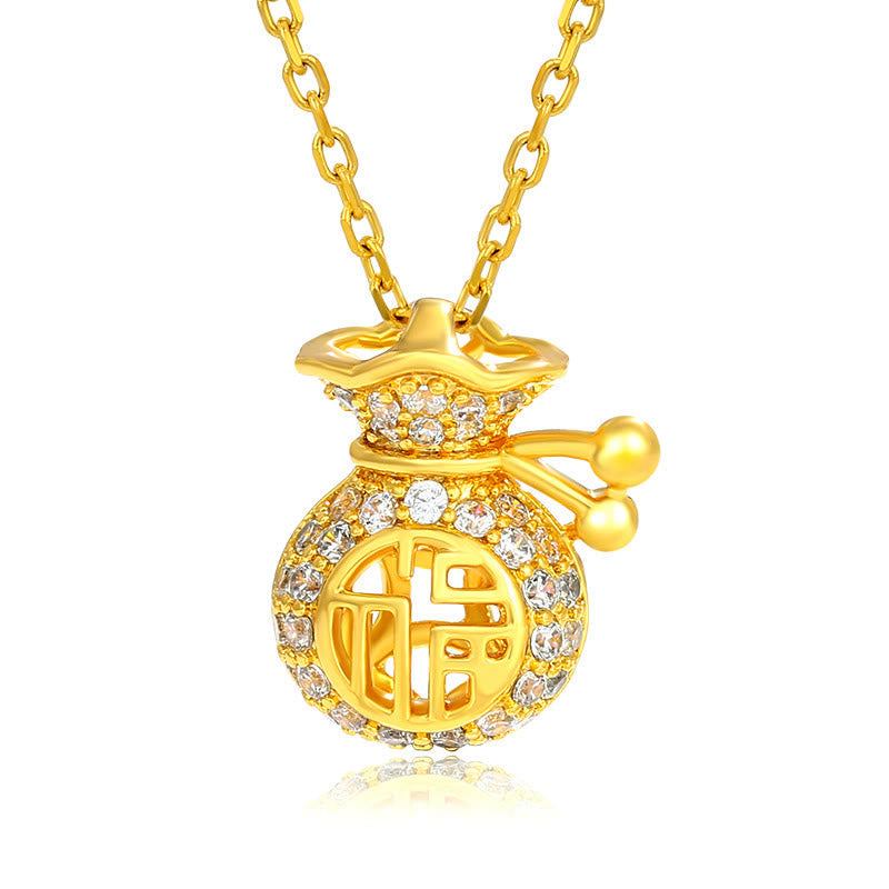 Kette Goldplated Fu-Münze – Wohlstand & Segen – Echter Naturstein – Kette Goldplated Fu-Münze Anhänger Wohlstand Segen Glücksbringer Schmuck