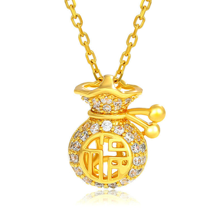 Kette Goldplated Fu-Münze – Wohlstand & Segen – Echter Naturstein – Kette Goldplated Fu-Münze Anhänger Wohlstand Segen Glücksbringer Schmuck