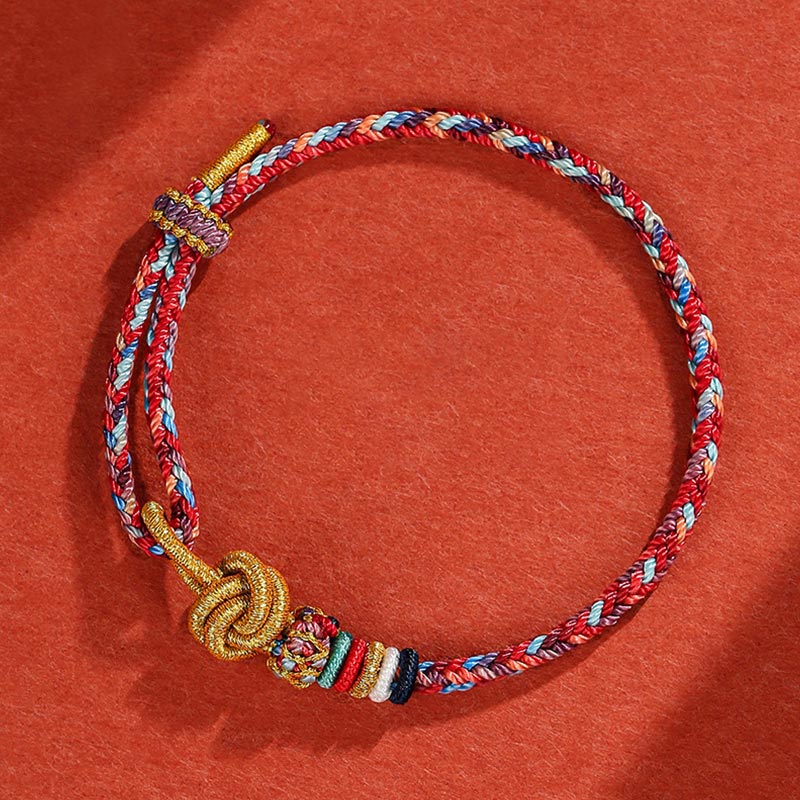 Buntes geflochtenes Armband Dunhuang Schutz goldene Perle Handgelenk
