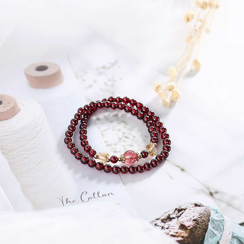 Armband Erdbeerquarz Granat Schmetterling – Schutz