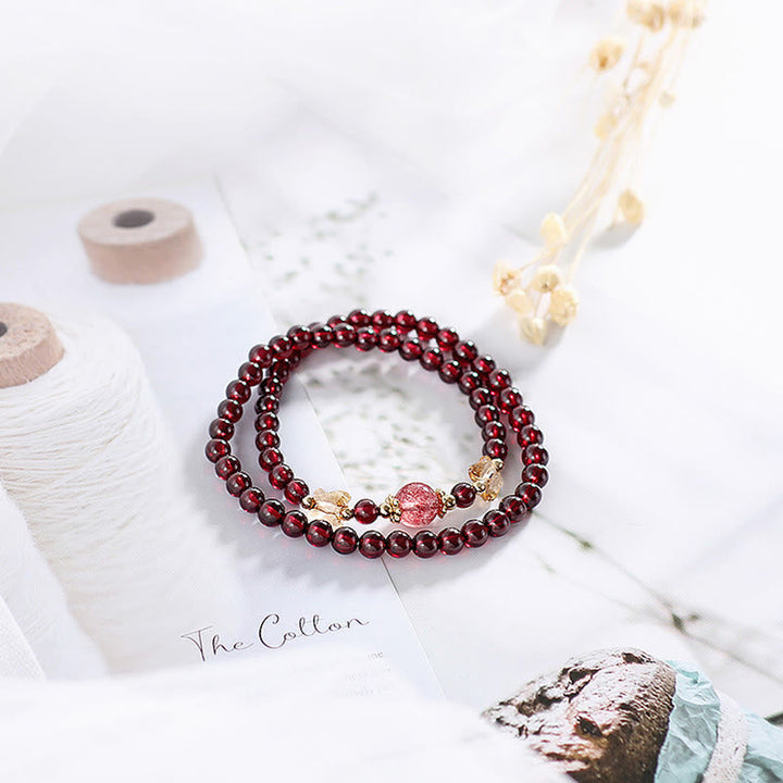 Armband Erdbeerquarz Granat Schmetterling – Schutz