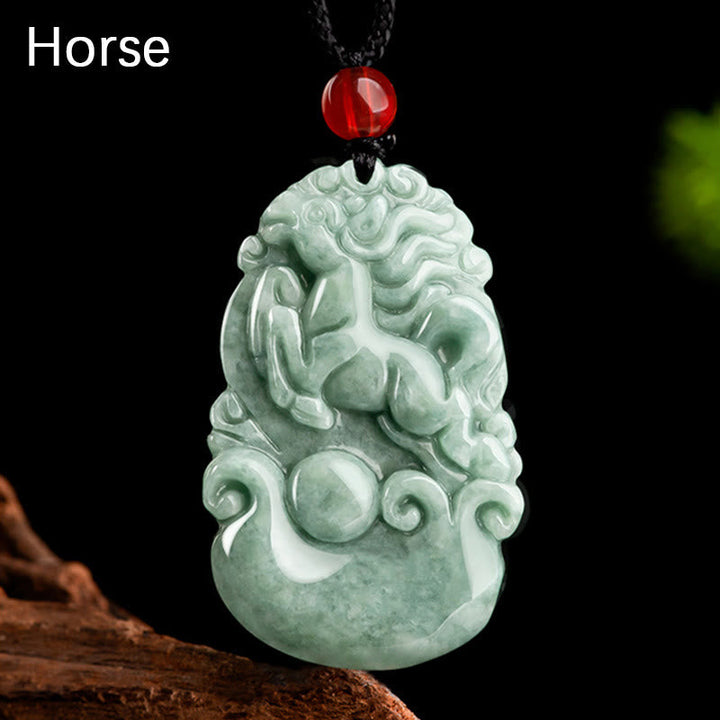 Kette Jade zwölf Tierkreis Natur – Glück – Pferd