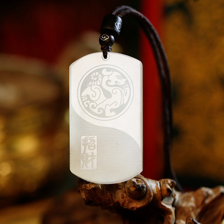 Kette weiße Jade Pixiu Yin Yang Schutz Anhänger