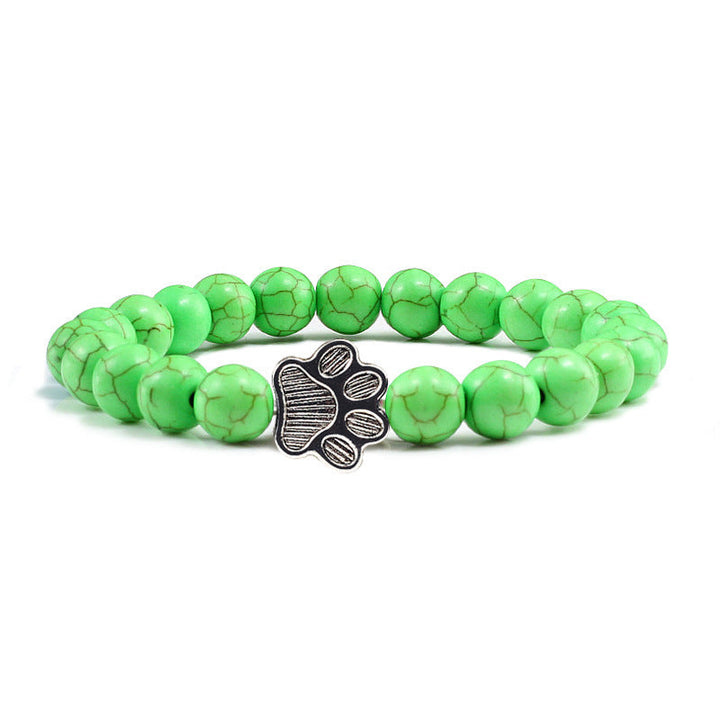Grünes Turmalin Armband Hund Charm Naturstein elastisch Perlen