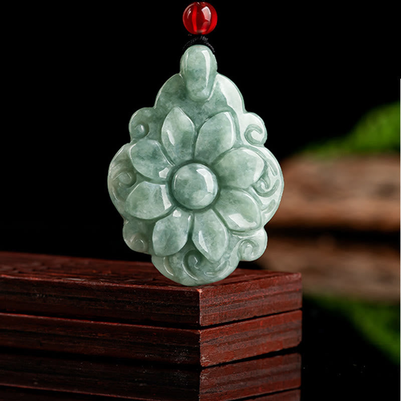 Anhänger jade blüte grün kette