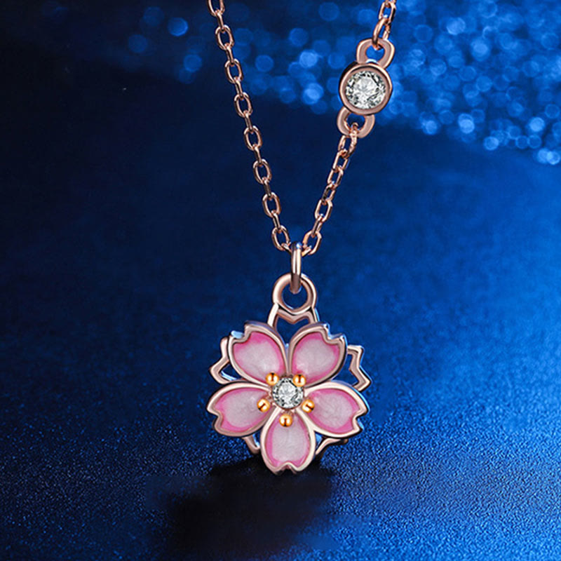 Kette 925er Silber Kirschblüte rosa Roségold Zirkonia
